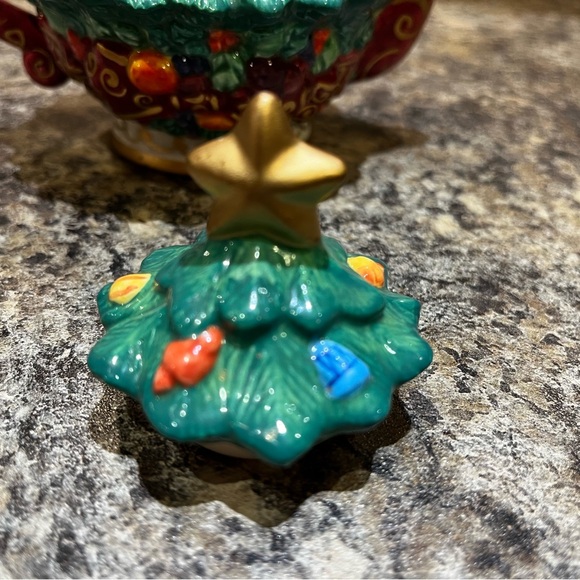 Bella Casa by Ganz Christmas Tree Tea Set Vintage Holidays Colorful Decoration - Picture 6 of 15